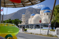 Greece, Santorini (Thira) Island Stock Photography. Perissa Town.